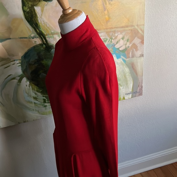 Vintage St. John knit dress red long sleeves size 6 - Picture 4 of 16